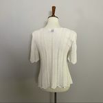 frame denim Frame Top Le Crochet Mako Boxy Scalloped Hem Knit Short Sleeve Ivory Cream Photo 3