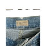 MOTHER High Waisted Rascal Slit Fray Denim Shorts drinking by the pool size 25 Blue Photo 2