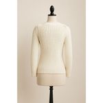 Tularosa  White Fringe Knit Sweater XS – Long Sleeve Cotton Scoop Neck Pullover Photo 1