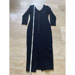 Vintage 90s Halla in LA Womens L Black Waffle Knit Gothic Dress Gold‎ Buttons Size L Photo 3