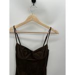 Olivaceous Brown Suede Spaghetti Bodycon Faux Wrap Dress Underbust Women XS NWT Photo 3