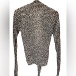 Velvet Tees Velvet brown cream printed tie front long sleevee deep vneck top Photo 1