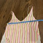 J Brand  Womens Neon Pink Yellow Stripe Sheer V Neck Cami Tank Top Size Small Photo 8