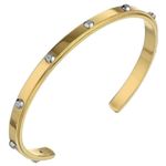 Michael Kors Womens Cuff Bangle Bracelet Heritage Astor Studded Open Gold Steel Photo 8