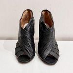 Maison Margiela Twist Wrap Peep Toe Stiletto Leather Bootie Black Women's 39.5 Size 8.5 Photo 0