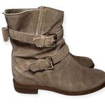 Kate Spade  Women’s Size 6.5 Taupe Mousse Suede Sabina Bow Back Combat Boots Photo 6