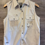 Ralph Lauren Vintage Lauren Vest Womens Medium Safari Utility Khaki Crochet Photo 0