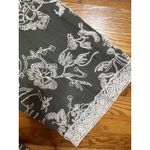 ZARA Floral Embroidered Olive Green Wide Leg Cropped Pants with Lace Trim M NWT Photo 1