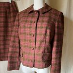 Pendleton Vintage Pink Brown Plaid Wool Jacket Skirt Suit Set XS-S Photo 1