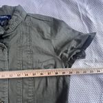 Denim & Co. Women's Green Denim Button Up Size Medium Mock Neck Short Sleeve Top Photo 5