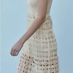 ZARA  NWT combination mixed contrast midi dress crochet detailed skirt tank style Photo 8