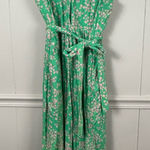 Draper James  RSVP Linen Blend Green Floral Button Front Maxi Dress XL Cottage Photo 0