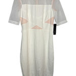 JAX BLACK LABEL Dress White Blush Mesh Illusion Sheath Midi Cocktail Size 6 NWT Photo 0