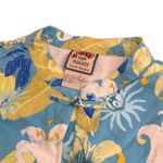 Vintage 100% Silk Tropical Print Top Women Size L Rum Runner Blue Retro Resort Size L Photo 7