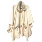 LeModa Zip Front Faux Fur Fleece Cape Cream Colored. One Size Fits Most Photo 2