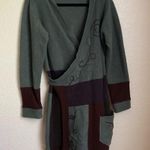 Anthropologie Patchwork cashmere wrap dress sweater brown floral embroidered size medium/large Photo 1