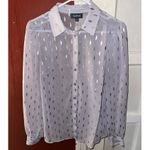 Modcloth Lavender w/ Metallic Gold Design Long Sleeve Button Top Shirt Blouse Photo 5