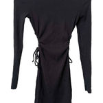 ZARA  Side Cutout Ribbed Mini Dress‎ Black Sz Small Photo 0