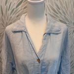 Saga Light Blue Linen Collared Belted Shirt Dress Made in Italy One Size Size undefined Photo 2