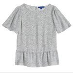 Apt. 9  Ruffle Peplum Top Vintage Waves White Black XL Photo 1