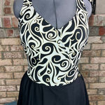 Longitude one piece swimsuit swimdress Vintage swirl black white Size 16 Photo 0