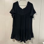 POL Boho Black Studded Ruffle Hem Tunic Top Size Small | Flowy Artsy Layered Photo 1