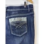 Chico's 1.5 size10 Rhinestone Denim Jeans Platinum Y2K party embellished bling Photo 5