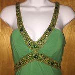 Green & Gold Beaded Riva Designs Ballgown Fancy Prom Dress Size 6 Photo 3