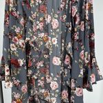 Entro  open front ruffle L Chic Floral Kimono Cardigan lightweight neutral Photo 2