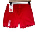 Isaac Mizrahi Red Scalloped Tailored Flat Front Slimming Short NWT  NY Size 4 Photo 1