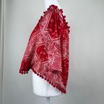 Tularosa Alexa Off The Shoulder Top Cherry Red Bandana Print Pom Poms Sz Medium Photo 5