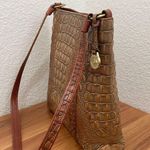 Brahmin Vintage Pecan Toasted Almond Embossed Croc Leather Shoulder Purse Bag Photo 4