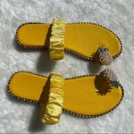 pearl pineapple satin stretchy strap sandals 9.5 Yellow Photo 2