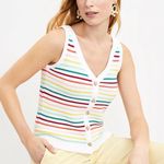 Loft Rainbow Striped Button Sweater Tank Top Sz M Women Photo 1