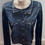 ZARA NWT denim print navy blue long sleeve top blouse, size S unique boho Photo 0