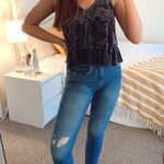 Aerie navy velvet ruffle top Photo 0