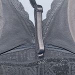 PINK - Victoria's Secret Victoria’s Secret PINK VS Lace Halter T-Strap Bralette w Logo Band Gray S Small Photo 8
