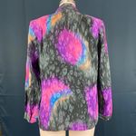 Vintage 70s Silk Marble Tie Dye Long Sleeve Blouse Multiple Size M Photo 4
