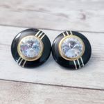 Vintage Stud Earrings For Pierced Ears Large Statement Retro Black Photo 1