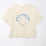American Eagle  Cropped Smiley Graphic T-Shirt size XL Photo 1