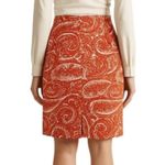 J.Crew Women's The Pencil Skirt Classic Straight Orange Cream Paisley Size 8 Photo 2