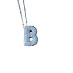 Silver Tone Initial Letter B Pave Crystal Bubble Charm Pendant Necklace New Photo 4