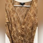 Paige  Alayna Snakeskin Print Belted Midi Dress Bronze Size L Button Front EUC Photo 3