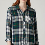 Rails  Green Navy Hunter Plaid Shirt Soft Button Front Flannel Size Medium Casual Photo 0