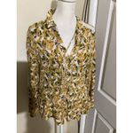 Maeve Anthropologie Rabbit Print Button Up Shirt Blouse Mustard Yellow Green 4 Photo 1