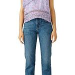 Saylor One Shoulder Janice Top Floral Purple Ruffles Chiffon Fabric Blouse Small Photo 0