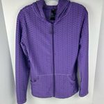 New Mix Women's Purple Textured Full-Zip Hoodie Size S Active Top Photo 0