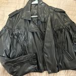 Blue Blush Leather Fringe Jacket Photo 0