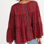 Madewell  • Plaid Tiered Button-Back Top Red Plaid Photo 2