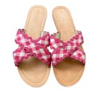 Draper James  Piper Ric Rac Pink and White Gingham Flats Sandals. Size 8.5 Photo 2